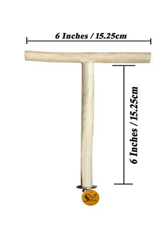 Sage Square Natural Cage Mountable Wood T Perch for Birds, Cage Accessory Toy (6 Inches) - Image 2